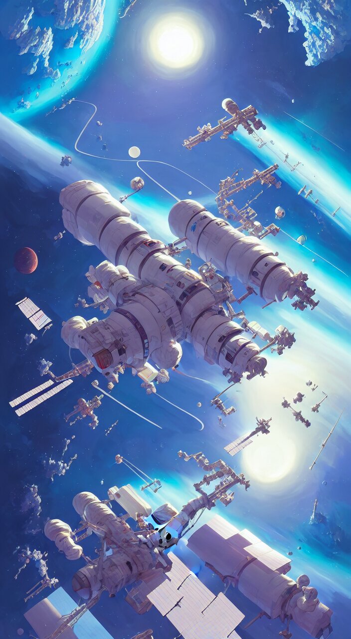 change the color of the space station to blue or violet