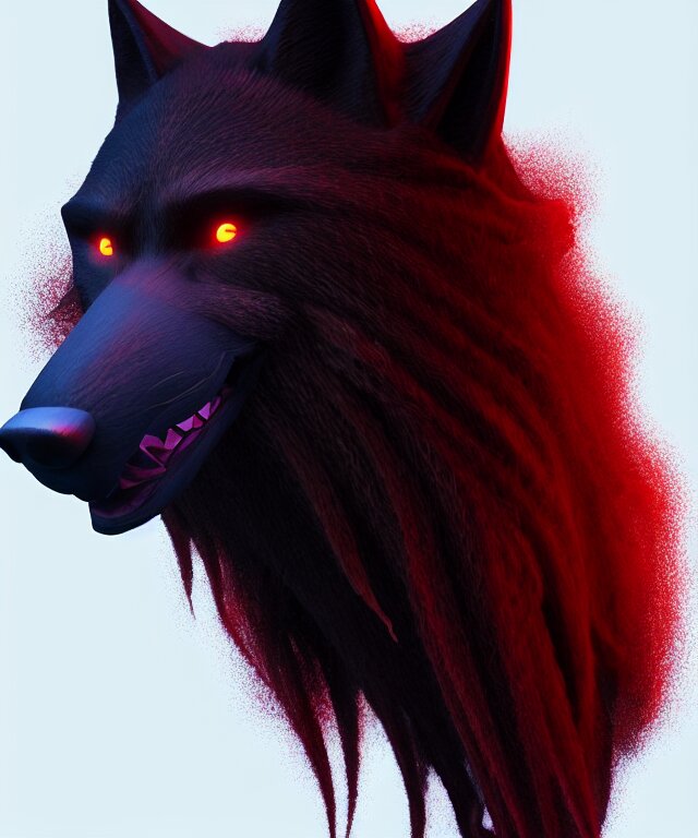 award winning painting of a anthropomorphic black male wolf long red hair. artstation, volumetric lighting, highly detailed, photorealistic award winning painting of a anthropomorphic black male wolf long red hair. artstation, volumetric lighting, highly detailed, photorealistic