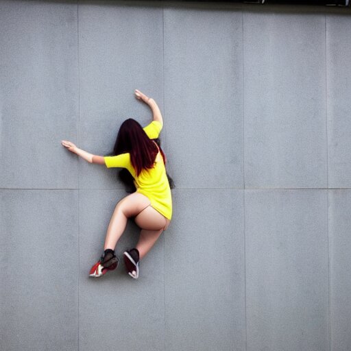 girl jump from building 3d effect colored 