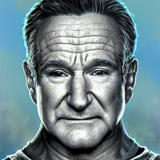 Very very very very highly detailed epic photo of Robin Williams, intricate, dystopian, sci-fi, extremely detailed, digital painting, artstation, concept art, smooth, sharp focus, illustration, intimidating lighting, incredible art by Artgerm and Vincent di Fate
