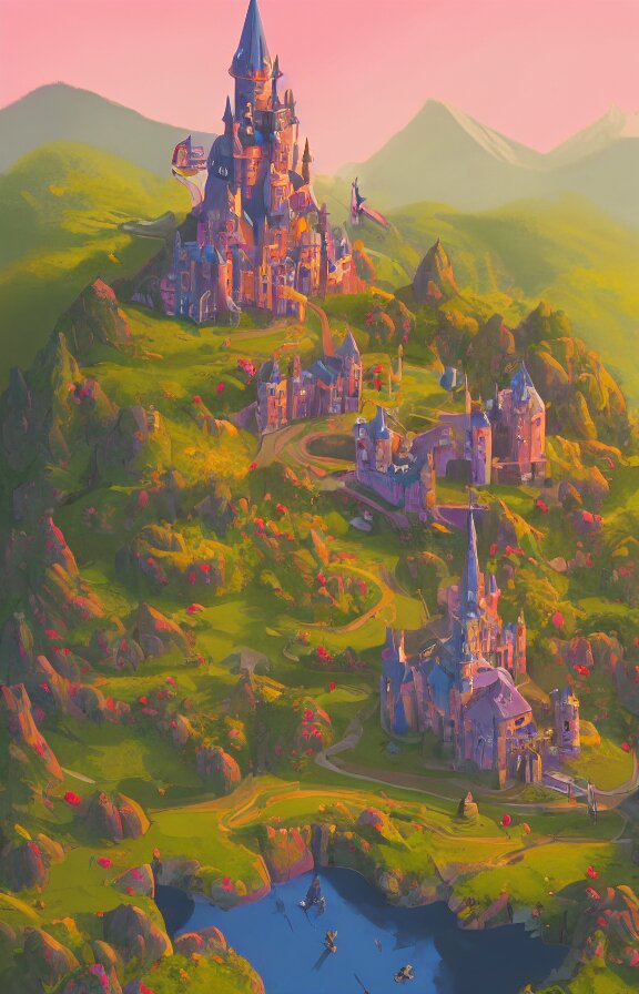 magical castle school on a hill, sharp focus, highly detailed, james gilleard, bright colors, close up, print, game art 