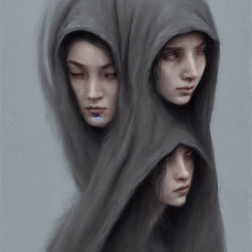 A gril with two heads