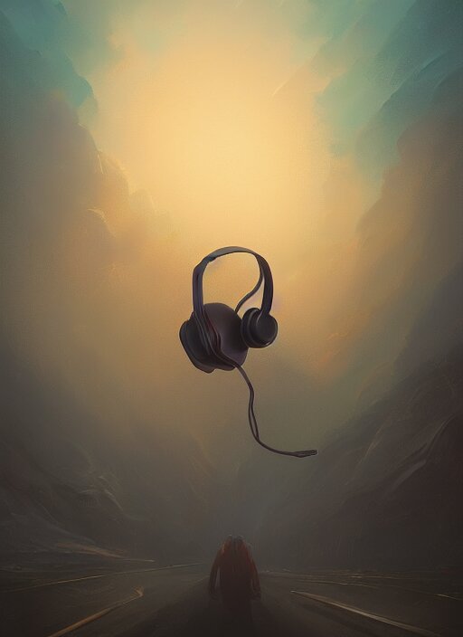 Face portrait of a headset wearing telemarketer appearing out of misty steam, Alena Aenami, Petros Afshar, Noah Bradley, Anton Fadeev, Anato Finnstark, Steve Henderson, Filip Hodas, Mark Keathley, Thomas Kinkade, Phil Koch, Gilbert Williams, Mike Winkelmann, Beeple as the evil villain. Make him look like a villain from a horror movie.