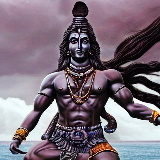 A realistic photo of Shiva. make it colorful and abstract