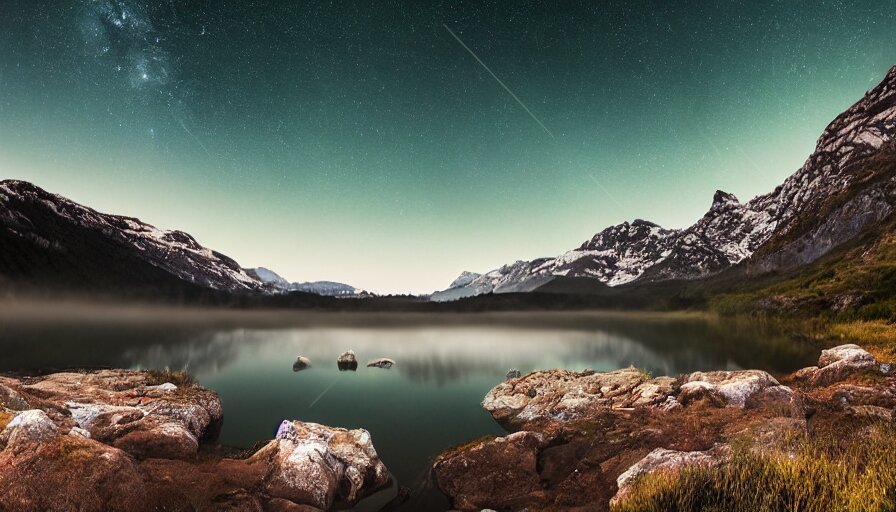 star trails in mountains