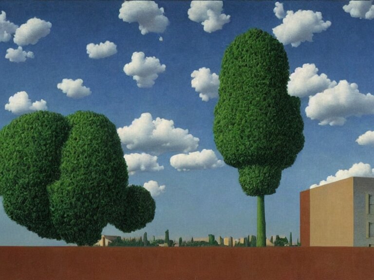 classic!!!!!!! painting by René Magritte, high detail, high resolution, GagDad. GagDad