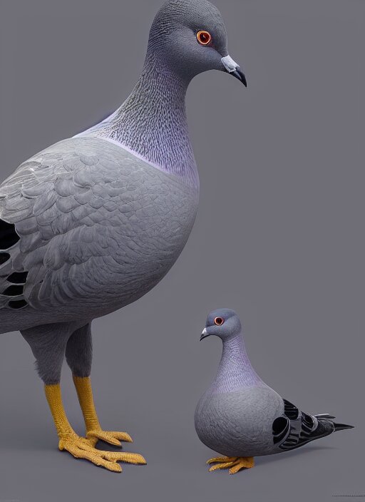 pigeon. insanely detailed. by wlop, ilya kuvshinov, krenz cushart, greg rutkowski, pixiv. zbrush sculpt, octane, maya, houdini, vfx, in luxury advertisement, sharp focus, volumetric lighting 