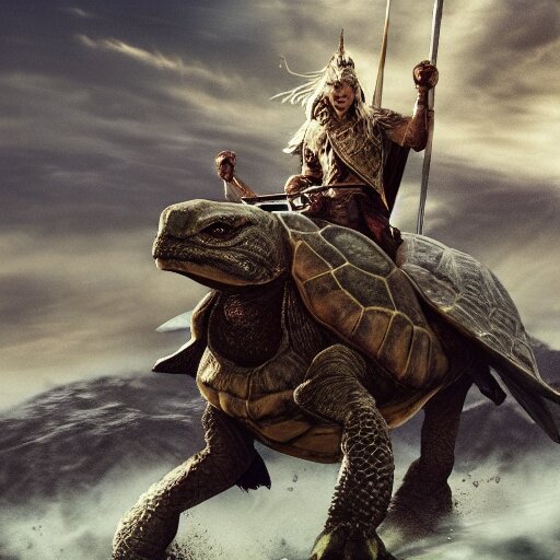 the rohirrim riding into battle on giant turtles at minas tirith, trending on artstation 