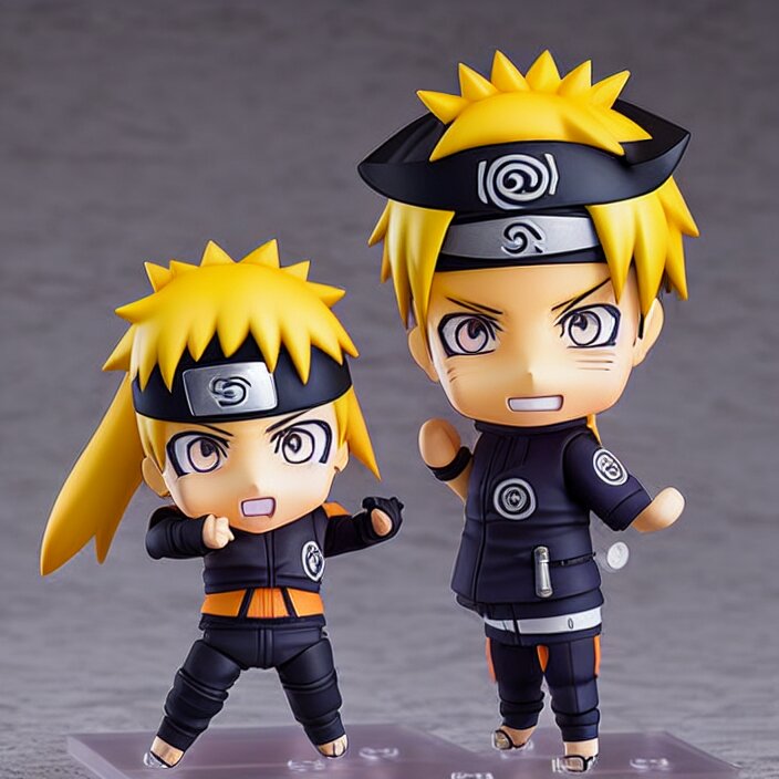 Uchiha clan symbol: Naruto, An anime Nendoroid of Naruto, figurine, detailed product photo, Change the colors to match. Change the colors to match the character's Uchiha clan symbol