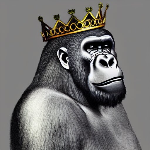 gorilla riding a horse smoking a fat cigar wearing a crown, 4 k, high resolution, illustration, badass 
