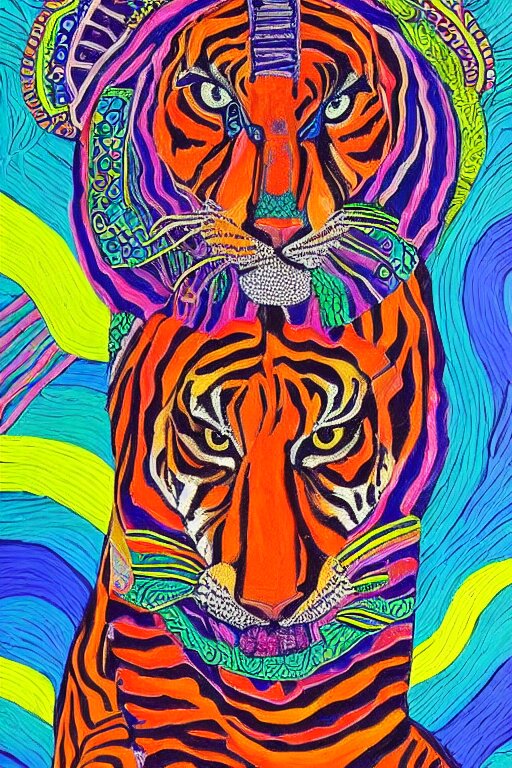 make the tiger's stripes a psychedelic color