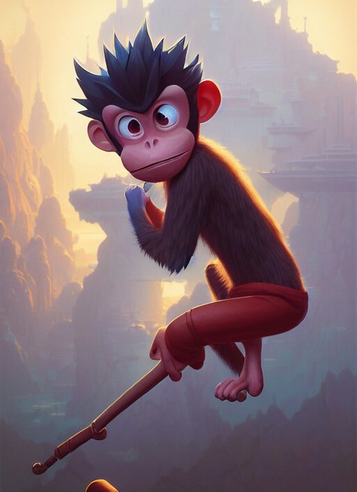 Highly detailed portrait of Ape escape, Stephen Bliss, unreal engine, fantasy art by Greg Rutkowski, Loish, Rhads, ferdinand knab, Makoto Shinkai and Lois van baarle, ilya kuvshinov, rossdraws, Tom Bagshaw, alphonse mucha, global illumination, radiant light, detailed and intricate environment. turn the characters into animals