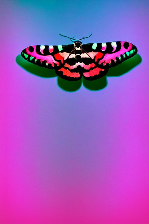 high quality macro photo pearlescent cecropia moth! jeweled gorgeous! highly detailed digital art david ligare elson peter cinematic pink neon lighting high quality low angle hd 8k sharp shallow depth of field