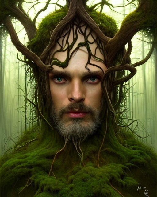 symmetry portrait of moss king of ent of fangorn forest, glam, fae, fireflies, forest background, intricate, elegant, highly detailed, digital painting, artstation, concept art, smooth, sharp focus, illustration, art by artgerm and greg rutkowski and fra angelico and alphons mucha 