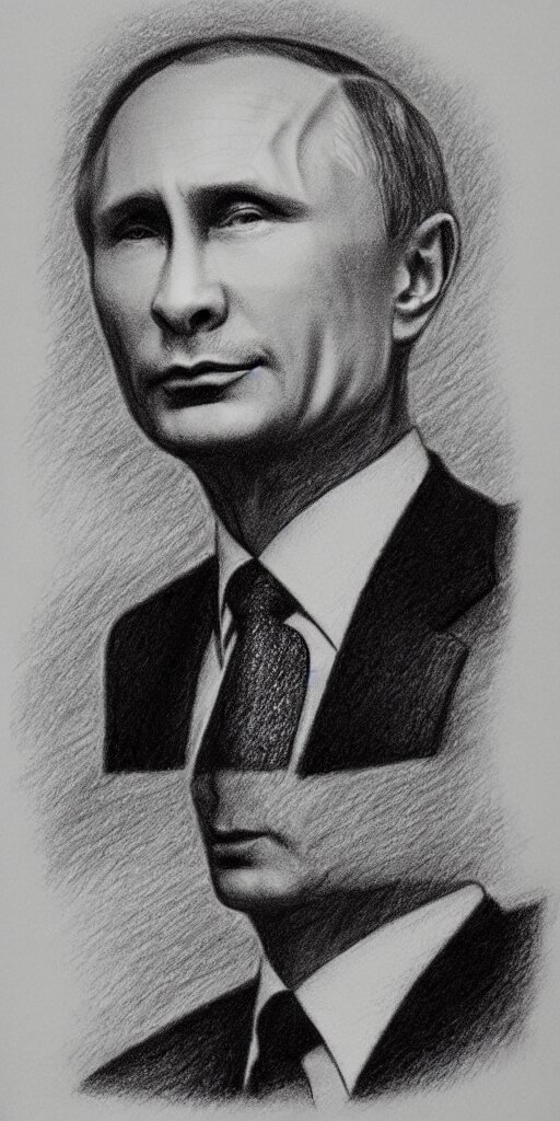 vladimir putin wearing a nuclear blast for a hat, cartoonish, ultra detailed pencil drawing