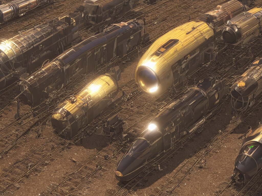 Hyperrealistic solar-punk war train, vacuum tube-punk, and electron tube-punk. solar-punk war train, vacuum tube-punk, electron tube-punk. 8k resolution hyperdetailed trending on Artstation Unreal Engine 5 hyperrealism