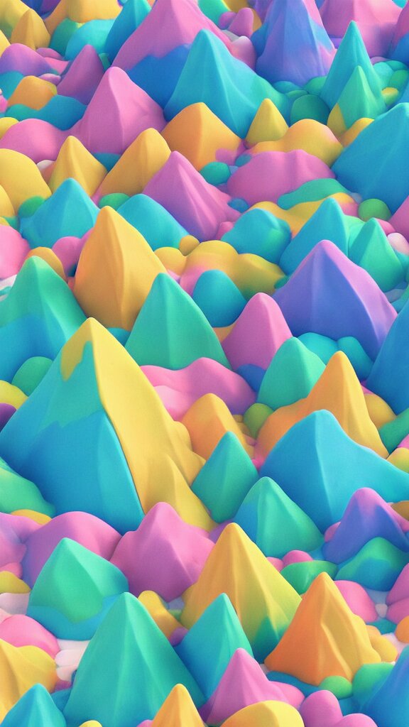 a Matte 3D Low Poly Mountain Covered in Sprinkles and Frosting, Vibrant Colors, Lat Lighting, Cute isometric 3D Render, Candyland, Highly Detailed, and Trending on Artstation, iPhone Wallpaper. change the color to green (or any other complementary color)