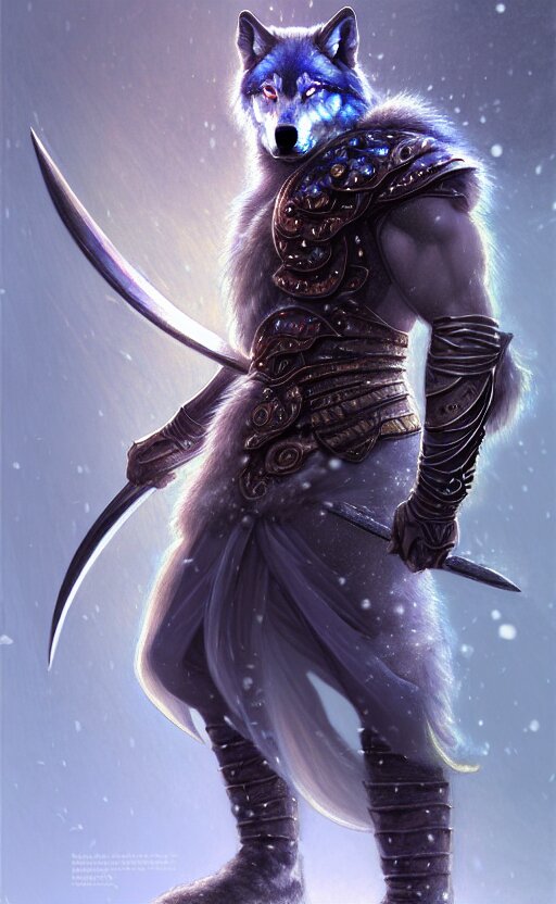 iridescent opal ninja warrior, wolf armor, winter, morandi color scheme, hd, illustration, epic, d & d, fantasy, intricate, elegant, highly detailed, wide angle, digital painting, artstation, concept art, smooth, sharp focus, illustration, wallpaper, art by artgerm and greg rutkowski and alphonse mucha and jin xiaodi 