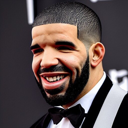 PartyPLUS Drake with a Big Smile, Detailed Face, Sharp Focus, and a Sunset or Forest Background. Change the background to a sunset or a forest, and change into a cartoon character