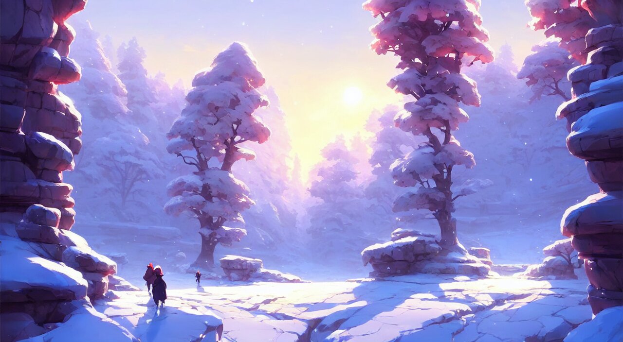 beautiful winter landscape, in marble incrusted of legends heartstone official fanart behance hd by Jesper Ejsing, by RHADS, Makoto Shinkai and Lois van baarle, ilya kuvshinov, rossdraws global illumination