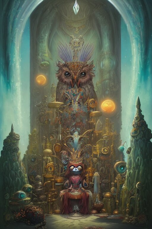 a painting of young wizard with his owl