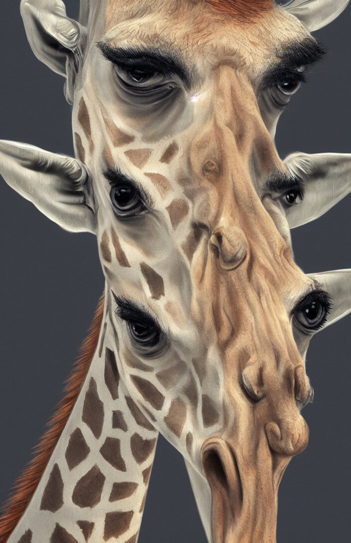 expressive painting of a baby giraffe reptile, obfuscate light, intricate, captivating eyes, delicate, classicism style, intricate details, digital art, portrait, 8 k resolution 