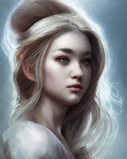 side portrait of a beautiful female cleric, ethereal, dreamy, backlit, highly detailed, sad expression, mystical, realistic lighting, sharp focus, windswept, rule of thirds, symmetrical facial features, by artgerm, wlop, rossdraws, frank frazetta, andrei riabovitchev, trending on artstation, hd, 4 k, fantasy 