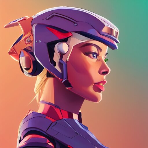 a portrait of a stunning beautiful elite margot robbie gundam pilot, with an intricate, detailed, urban inspired hiphop afro futuristic helmet, vector behance hd jesper ejsing, rhads, makoto shinkai, lois van baarle, ilya kuvshinov, rossdraws, hd, 3 2 k, ilya kuvshinov, gustav klimt 
