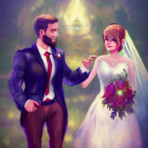 the love of my life marrying me, trending on artstation