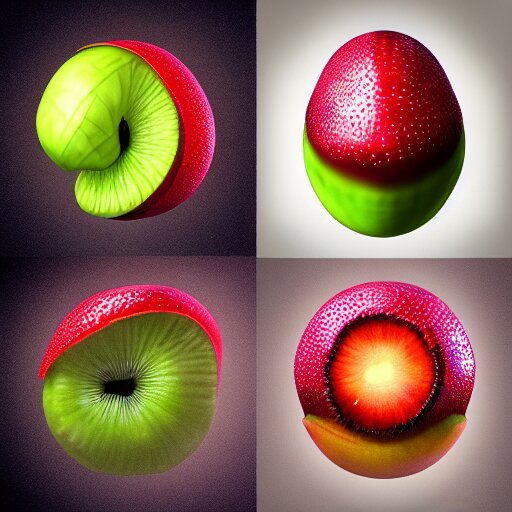 An Alien Fruit, Photorealistic, 8k, Pro Food Photography, Trending on Artstation. add a small square at the bottom of the alien to resemble a mouth