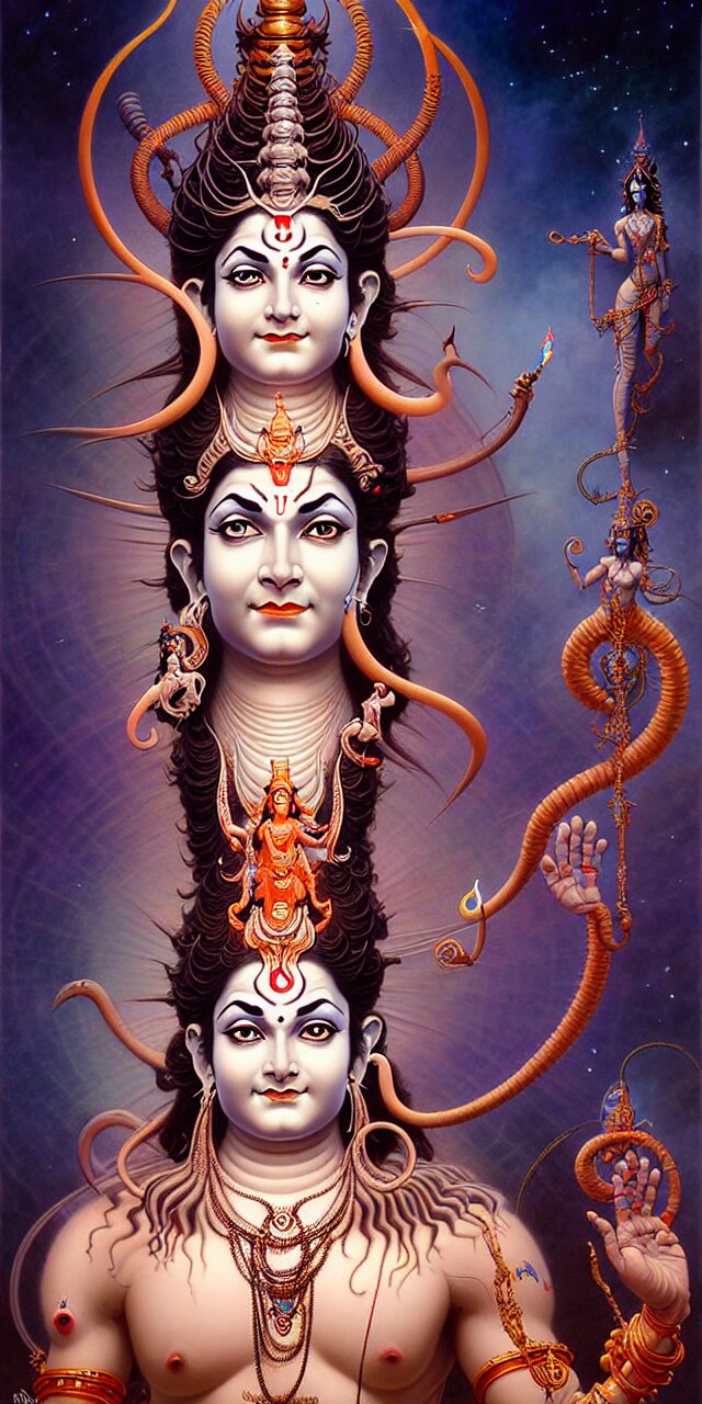 beautiful hindu god mahadev shiv art nouveau fantasy character portrait, ultra realistic, intricate details, the fifth element artifacts, highly detailed by peter mohrbacher, hajime sorayama, wayne barlowe, boris vallejo, aaron horkey, gaston bussiere, craig mullins replace everyone with unicorns