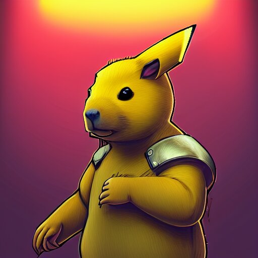 a capybara in a detective suit, pikachu, dystopia core, apocalyptic, armor, warrior, dramatic, sharp focus, fiction, neon, fantasy, hyper detailed, digital art, trending in artstation, cinematic lighting 