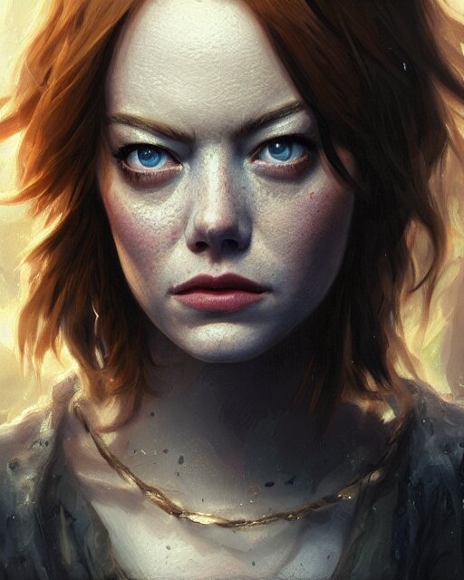 emma stone, hyper realistic face, beautiful eyes, fantasy art, in the style of greg rutkowski, intricate, hyper detailed, smooth 