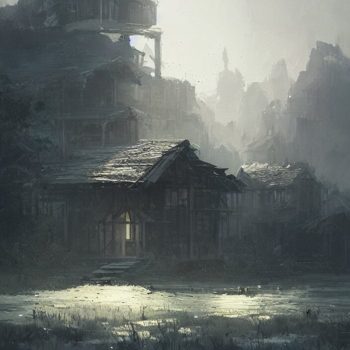 a building in a serene landscape, by greg rutkowski 