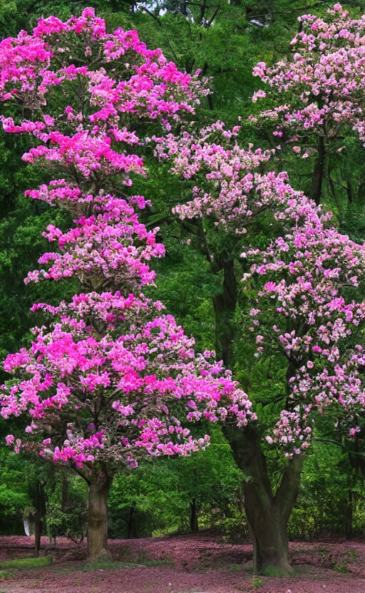 Pink blossom on trees