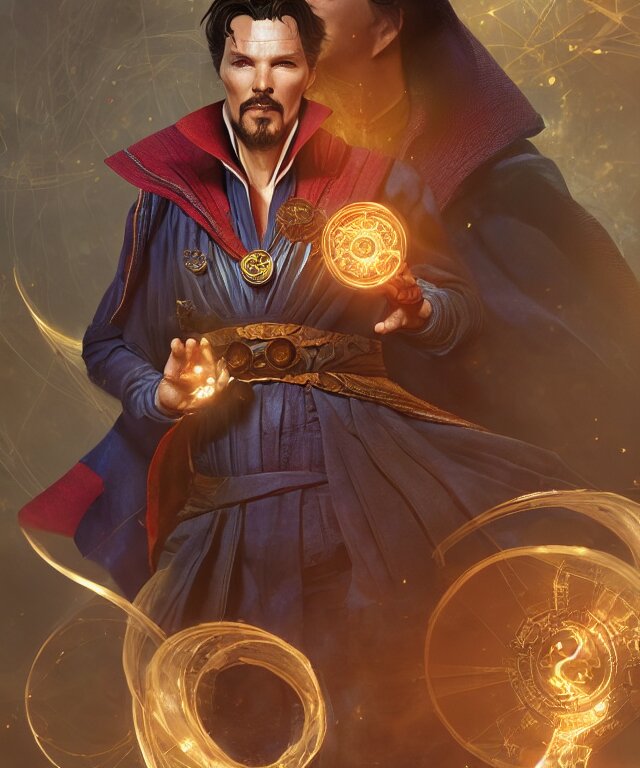 A Natural Doctor Strange, Hyper Detailed, in Unreal Engine 5, Rendered, Trending in ArtStation, Cinematic Lighting, Studio Quality, Smooth Render, Octane Rendered, Art Style by Klimt and Nixeu and ian sprigger and wlop and krenz cushart. Doctor Strange is now a woman