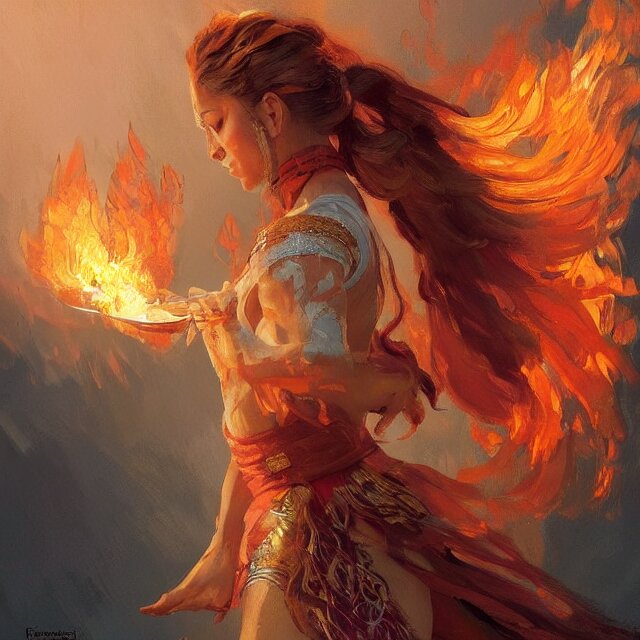 shakira as a fire bender, portrait, elegant, intricate, digital painting, artstation, concept art, smooth, sharp focus, illustration, art by konstantin korovin and daniel f. gerhartz and john howe