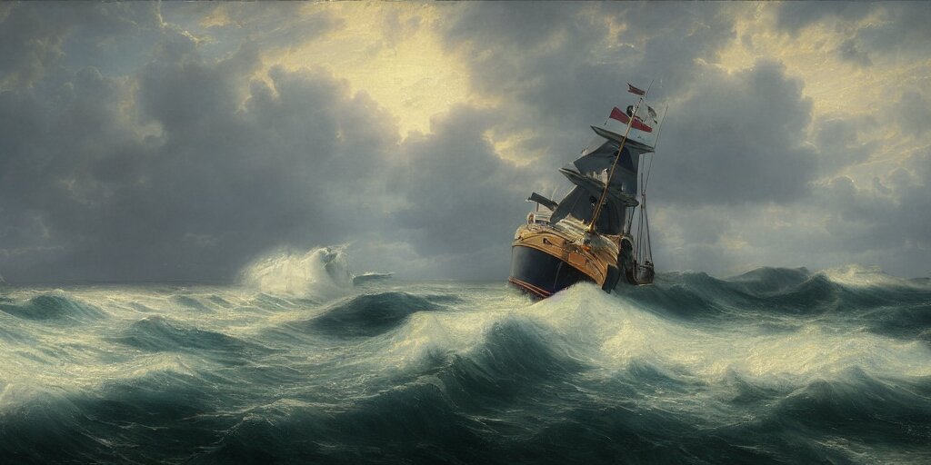 A real photographic landscape painting with incomparable reality,Super wide,Ominous sky,Sailing boat,Wooden boat,Lotus,Huge waves,Starry night,Harry potter,Volumetric lighting,Clearing,Realistic,James gurney,artstation --ar 9:16