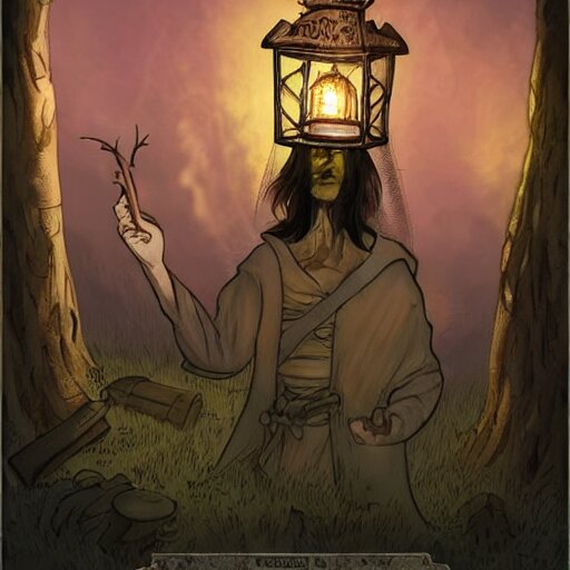 cleric holding a lantern in a cemetery, realistic, horror, movie, Edgar Allan Poe. take it to the dark forest