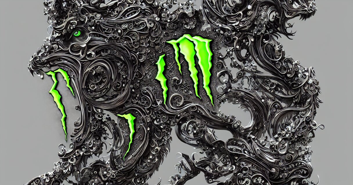 Add a moustache and glasses to the monster energy drink