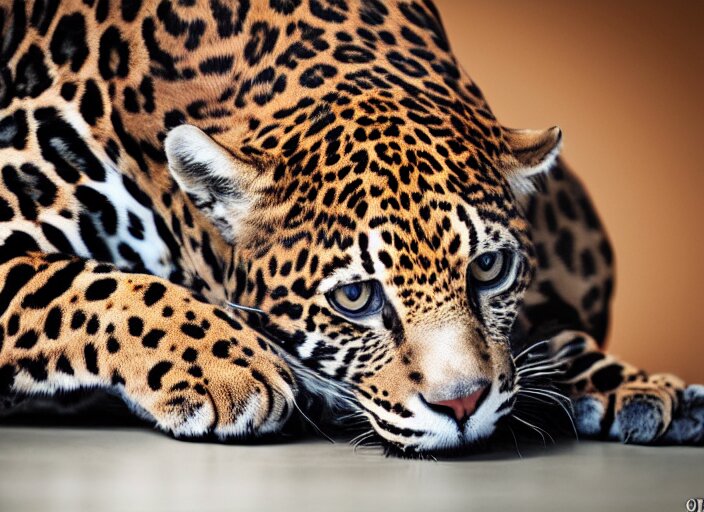 photography of a Jaguar Cat . watching outside the window. on a bed. in a 70's room full of vinyls and posters, photorealistic, award winning photo, 100mm, sharp, high res