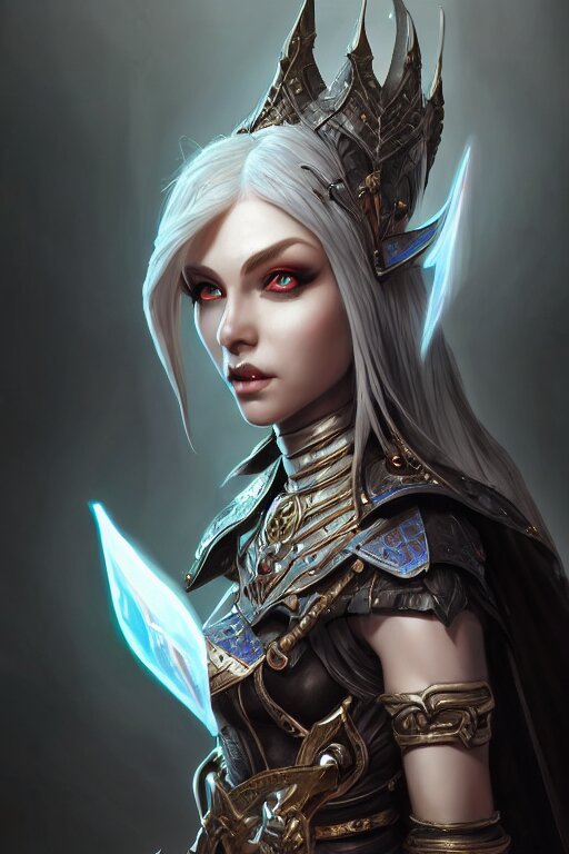 dark elf princess, highly detailed, d & d, fantasy, highly detailed, digital painting, trending on artstation, concept art, sharp focus, illustration, global illumination, ray tracing, realistic shaded, art by artgerm and greg rutkowski and fuji choko and viktoria gavrilenko and hoang lap 