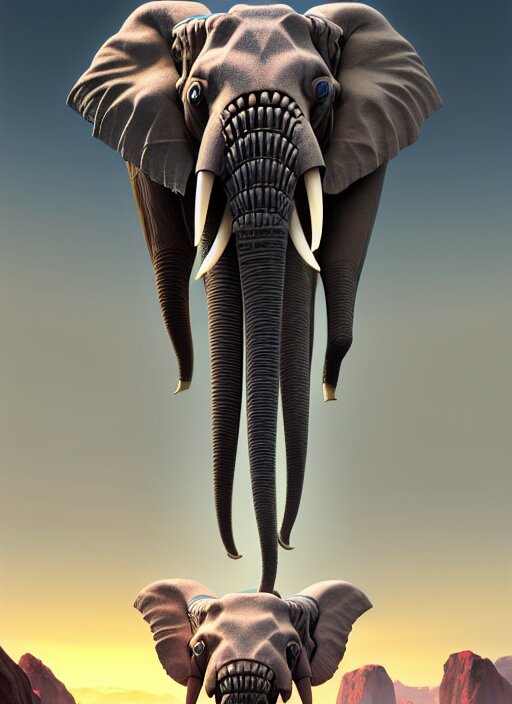 Giant Elephant on helicopter 
