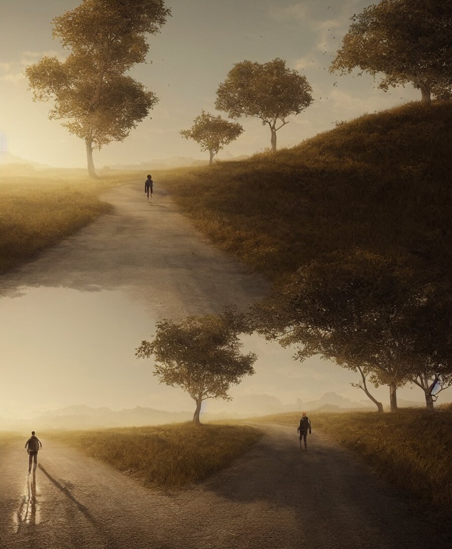 People Alone in nature 