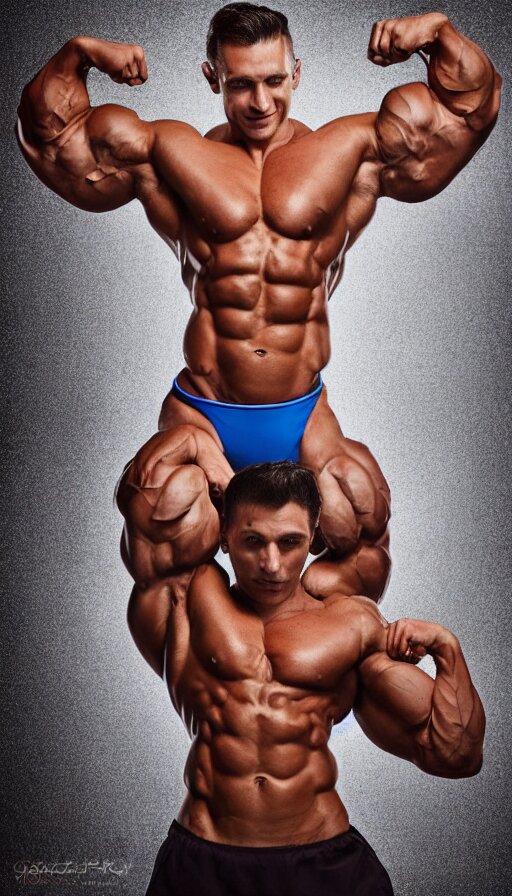 dachshund bodybuilder flexing biceps, photography, studio lighting and highlight more abs and make more muscles