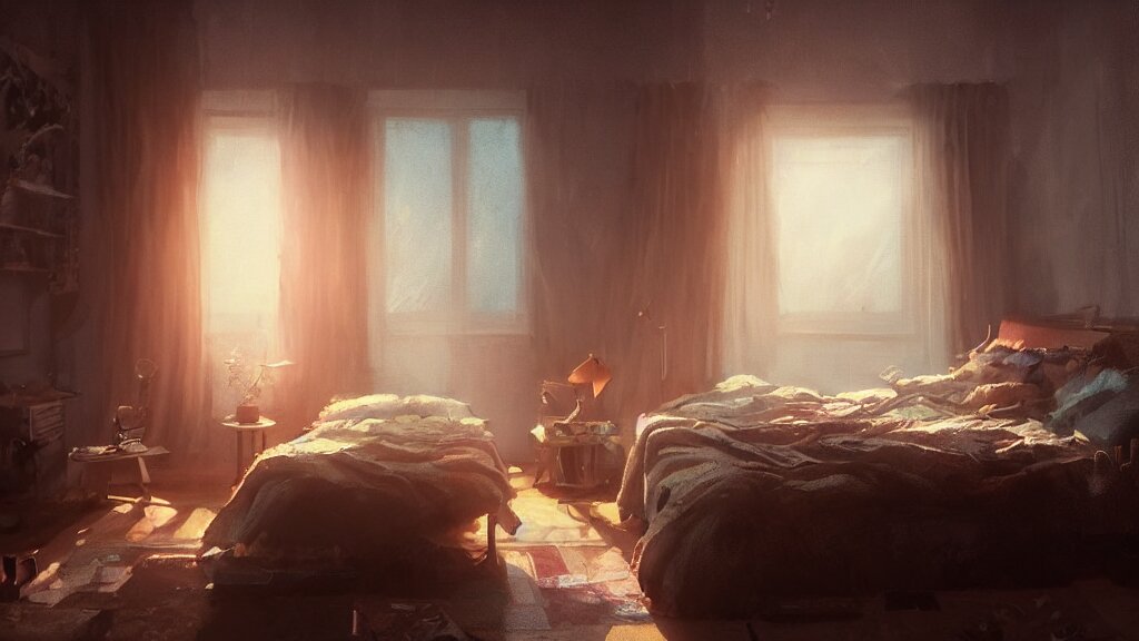 A photorealistic hyperrealistic render of an interior of a beautifully decorated cozy bedroom by pixar, greg rutkowski, wlop, artgerm, dramatic moody sunset lighting, long shadows, volumetric, cinematic atmosphere, octane render, artstation, 8 k. a photorealistic hyperrealistic render of an interior of a beautifully decorated cozy bedroom by pixar, greg rutkowski, wlop, artgerm, dramatic moody sunset lighting, long shadows, volumetric, cinematic atmosphere, octane render, artstation, 8 k