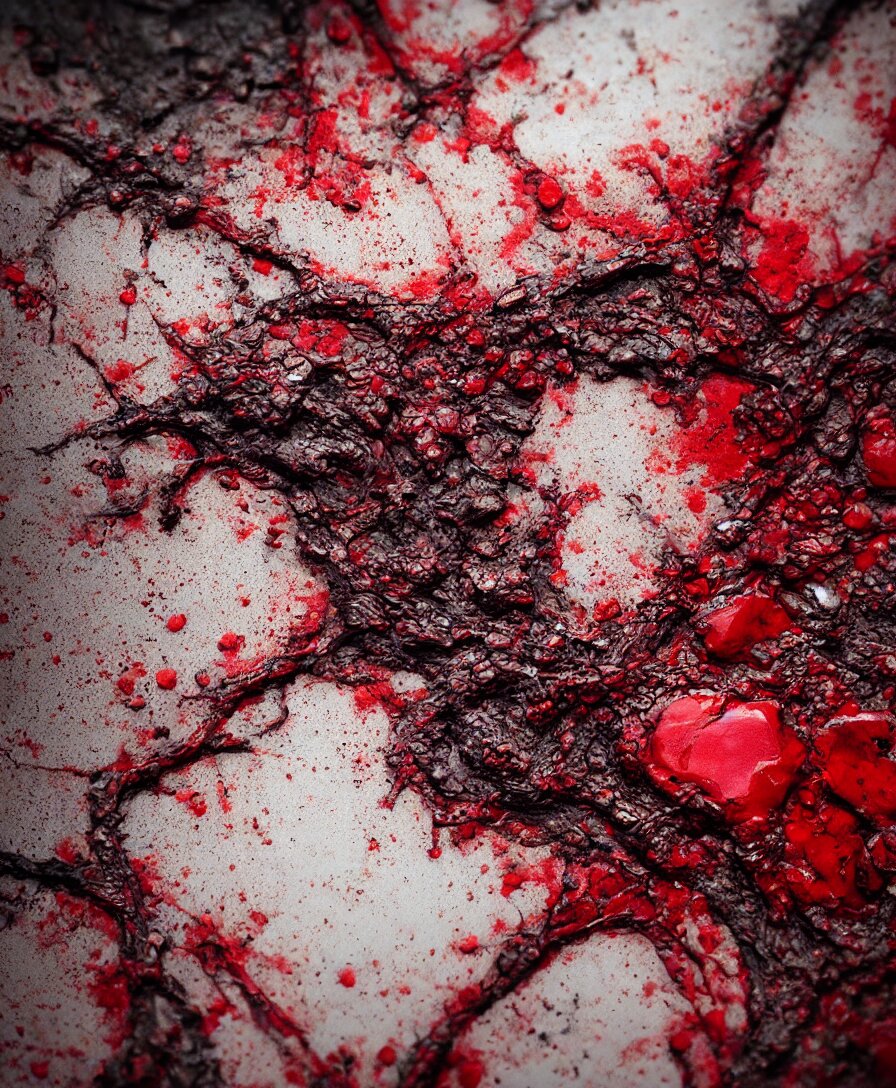 blood disappearing into the tar, making it look like the surface is alive and looking more dangerous