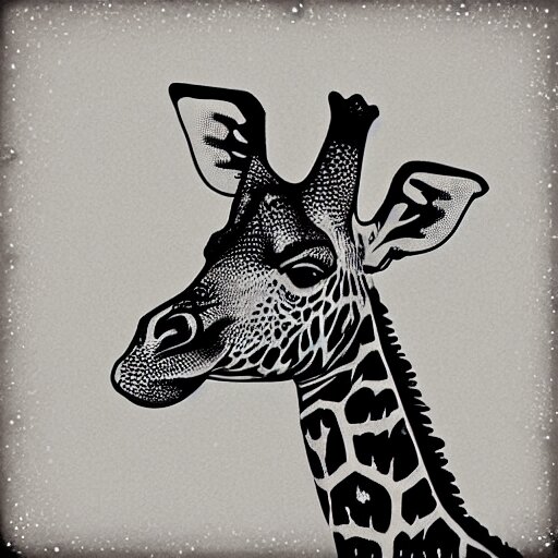 “giraffe, dotart, album art in the style of James Jean”