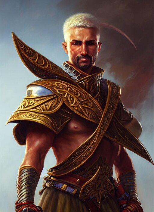 A _ fantasy _ style _ portrait _ painting _ of fighter warrior oil _ painting _ unreal _ 5 _ daz, _ rpg _ portrait _ extremely _ detailed _ artgerm _ greg _ rutkowski _ greg