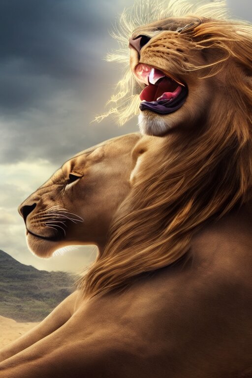 Girl riding a lion, extremely detailed, high quality, 4k, cinematic, dramatic lightning, photo realistic, beautiful face, highly detailed face - Lion looks like it's stalking her. make the lion look like it's stalking her